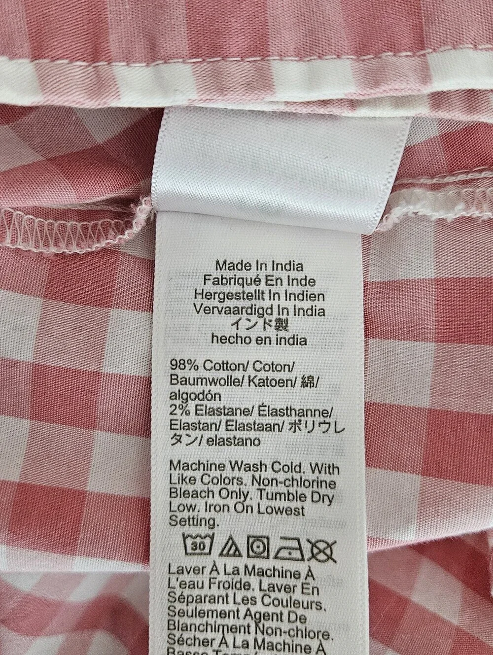 J.CREW Poplin Shirt Pink Gingham Long Sleeve Button Up Collared Top Small